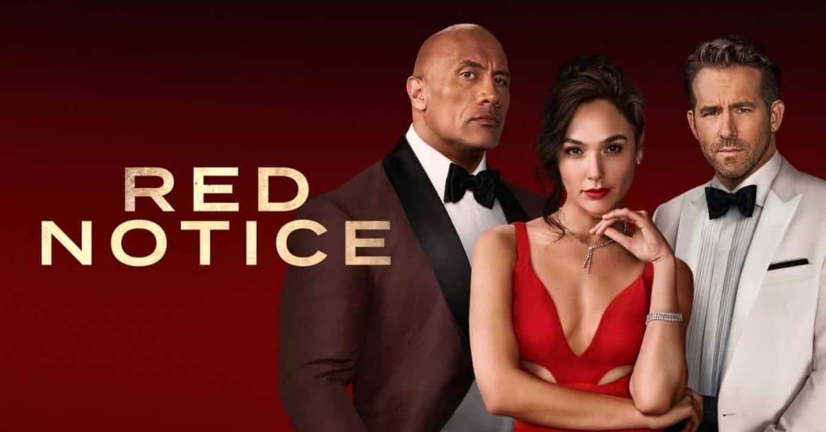 Red Notice poster Netflix film dwayne johnson ryan reynolds gal gadot
