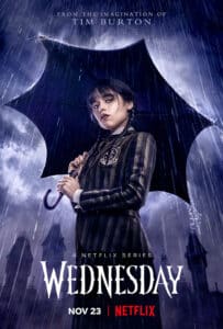 Wednesday poster Jenna Ortega Tim Burton Netflix